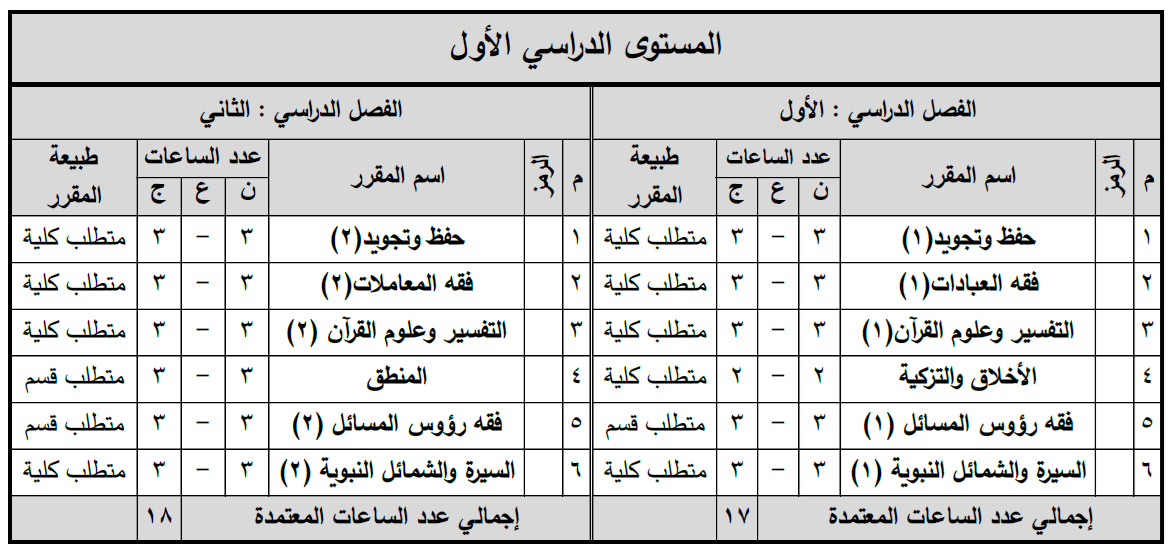 المستوى الدراسي الأول